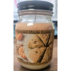 Pumpkin Maple Scone Candle, highly scented, 16 OZ Candle in beautiful jar with black lid, 50 hour burn time, Infused with organic aromatherapy oils