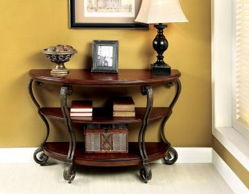 Traditional Style Brown Cherry 1pc Sofa Table Open Bottom Shelf Ornate Design Living Room Furniture