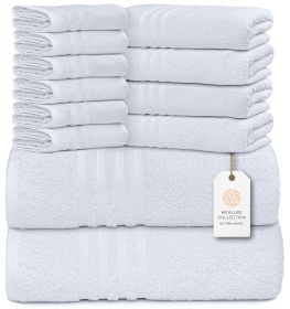 12 Piece Bath Towel Set for Bathroom 2 Bath Towels 4 Hand Towels 6 Washcloths 100% Cotton Soft and Plush Highly Absorbent Soft Towel for Hotel & Spa W