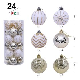 24Pcs White Gold Mixed Christmas Tree Decoration Christmas Balls Party Window Home Furn Christmas Hanging Ball Ornament Decor