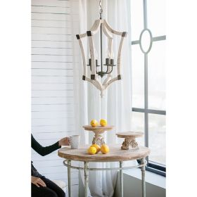 4 - Light Wood Chandelier, Hanging Light Fixture with Adjustable Chain for Kitchen Dining Room Foyer Entryway, Bulb Not Included