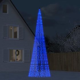 Christmas Tree Light on Flagpole 1534 LEDs Blue 196.9"