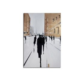 100% Hand Painted Abstract Oil Painting Wall Art Modern Figure Stand On the Street On Canvas Home Decoration For Living Room No Frame (size: 100X150cm)