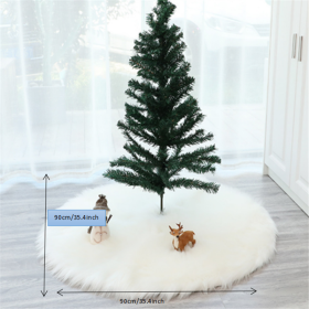 1pc Snow White Faux Fur Christmas Tree Skirt - Festive Holiday Decorations for Home and Party (Color: White, size: 35.43*35.43inch)