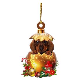 Christmas Cute Eggshell Dog 2D Acrylic Pendant, Unique Home and Christmas Tree Decoration (Color: color4)