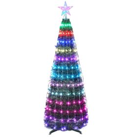 LED Lights Collapsible Christmas Tree Light with Remote App Control IP65 Waterproof Customized Multi-Color Mode Timer Setting Work with Alexa Google (Height: 1.5m)