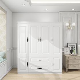 74" H Wardrobe Closet with 2 Doors Wood Armoire Wardrobe Closets Cabinet Wardrobe Cabinet White Storage Cabinet Bedroom Armoires with Hanging Rod 2 Dr (size: YG-15)