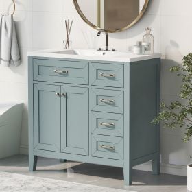 36' Bathroom Vanity with Sink Combo;  White Bathroom Cabinet with Drawers;  Solid Frame and MDF Board (Color: Green)